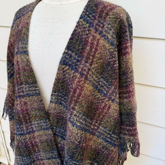 Weave Of The Irish Handcrafted Wool Blend Wrap Shawl Plaid Flannel One Size - Picture 9 of 15